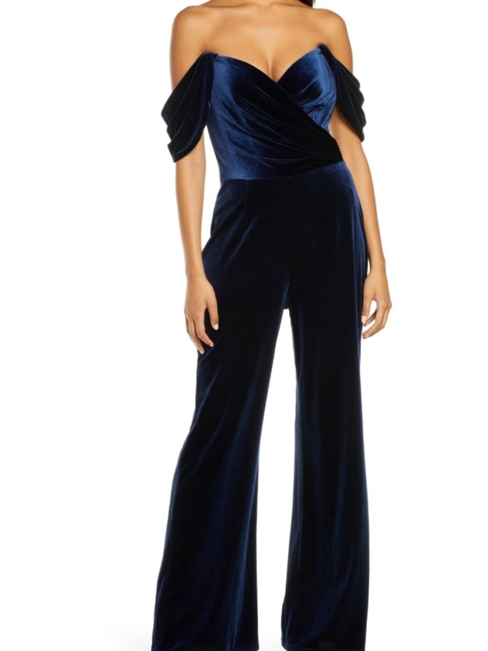 NEW w/ TAGS Tadashi Shoji Blue Velvet Jumpsuit XL Ret. $328